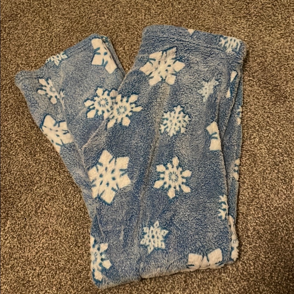 Women's Blue Snowflake Patterned Pajama Bottoms
